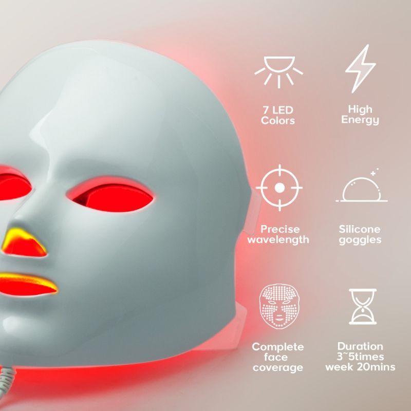 NEWKEY Red Light Therapy Mask for Face,7 Colors LED Face Mask Light Therapy,